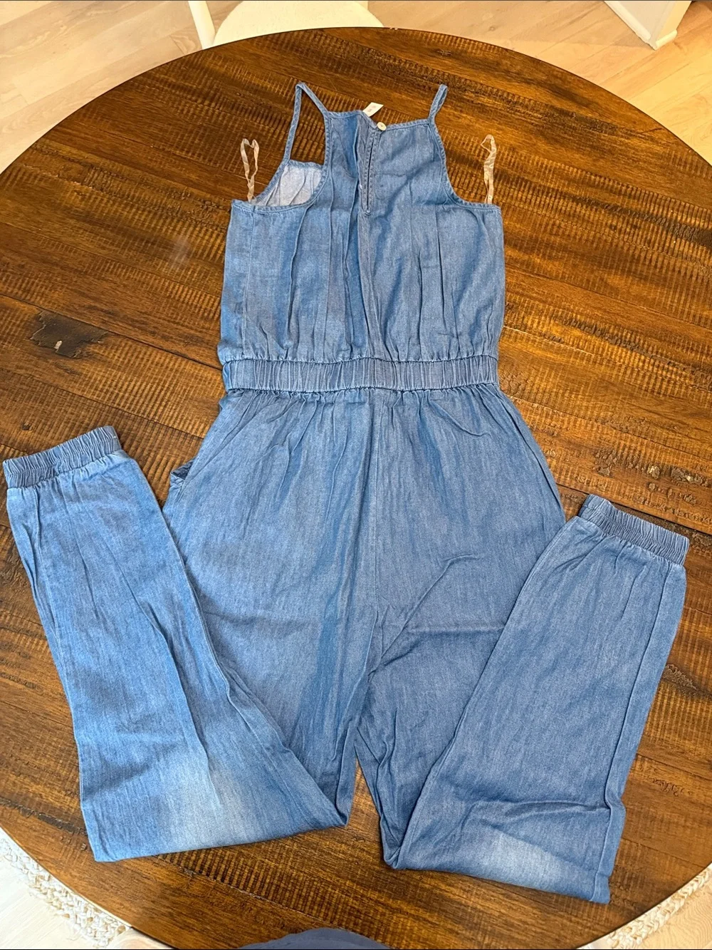 Justice Light Blue Denim-Style Jumpsuit